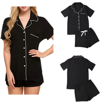 Load image into Gallery viewer, Women Black Pyjamas Set
